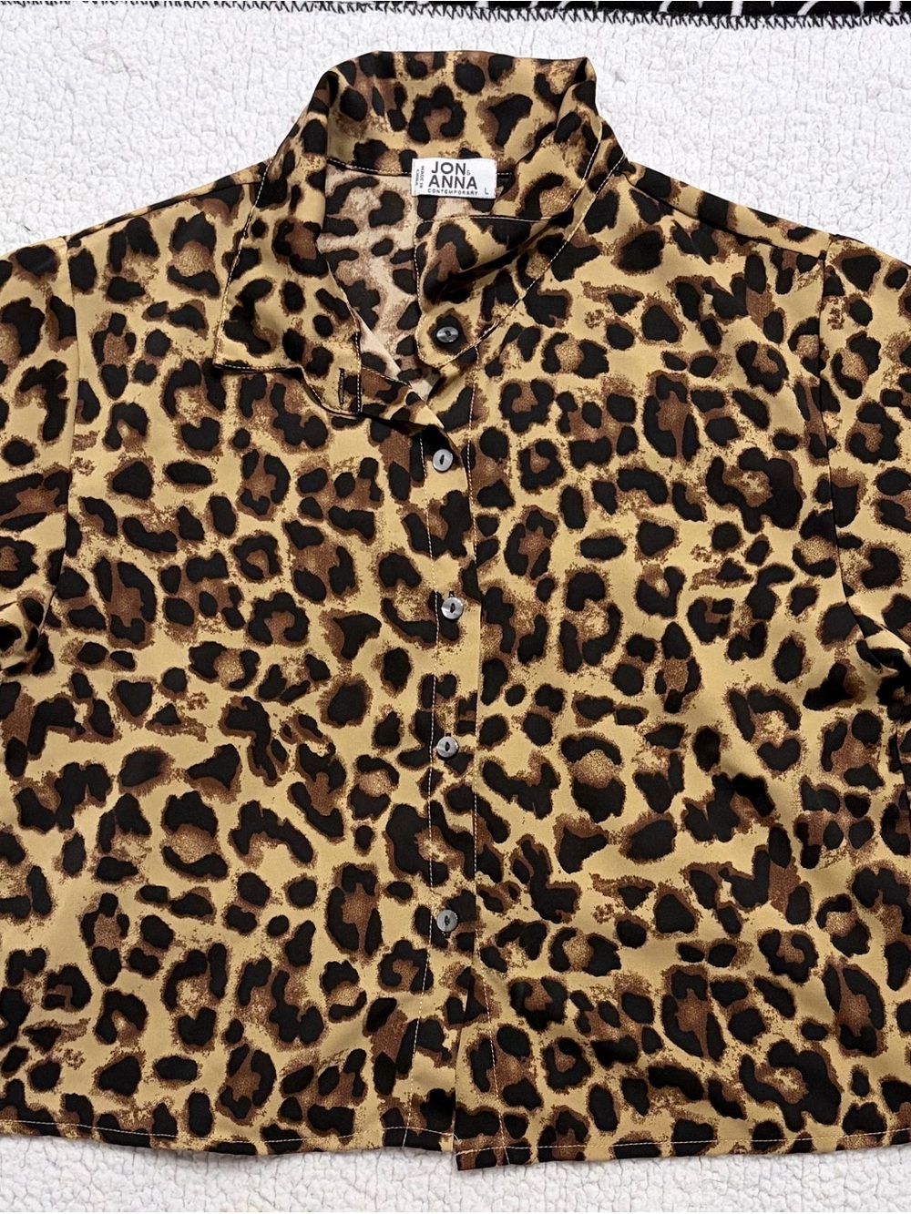 Jon & Anna Men's Leopard Print Button-Down Shirt - Tan, Brown, Black